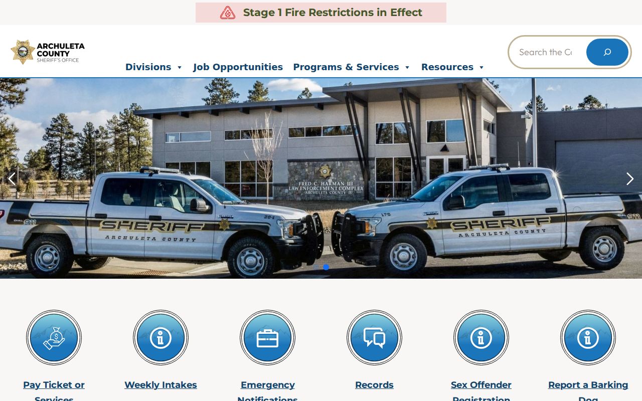 Archuleta County Sheriff official website and service navigation
